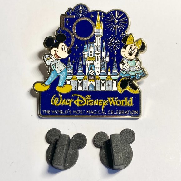 Walt Disney World 50th Year Anniversary Pin Mickey Minnie Mouse Castle NWT Ltd - Picture 5 of 8